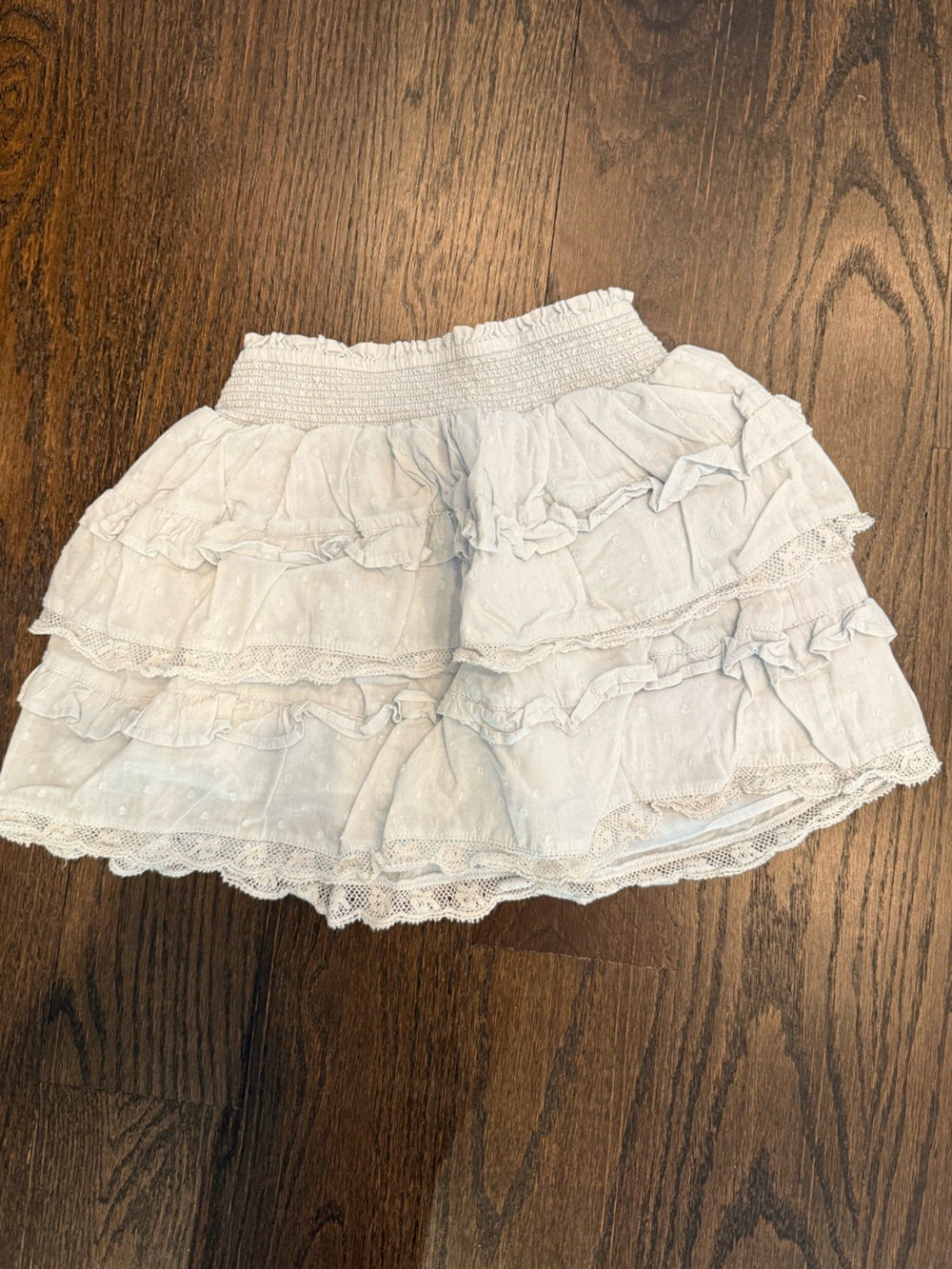 Loveshackfancy - Girls Pale Blue Tiered Ruffle Skirt